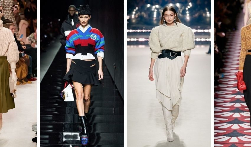 Skirt and sweater: the primary fashionable winter combinations, photos
